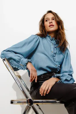 Chemise volantée en lyocell — photo 2