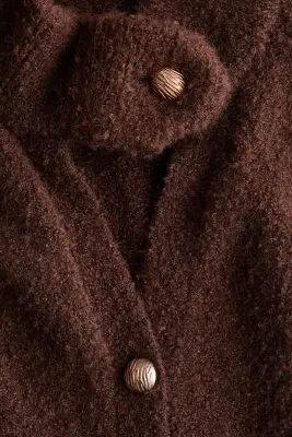 Gilet oversize en maille bouclette - Marron — photo 4