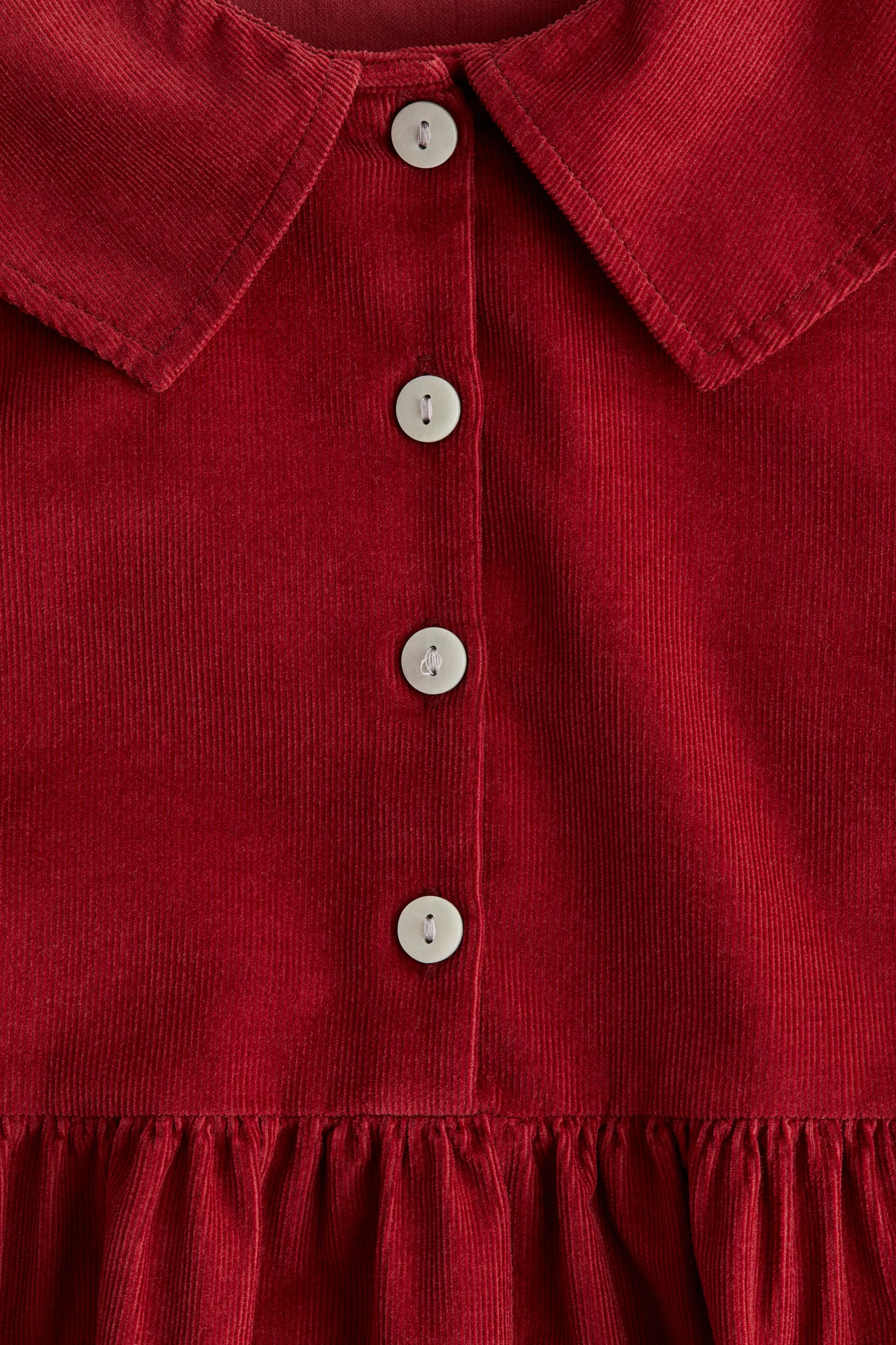 Robe en velours côtelé avec col marin - Rouge foncé