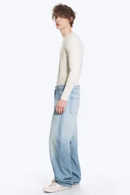 Jean droit et ample taille mi-haute Galaxy - Kimberley Blue - Bleu clair — photo 2