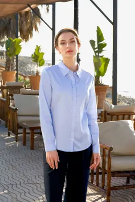 Alia Button Down Blouse - Light blue — photo 3