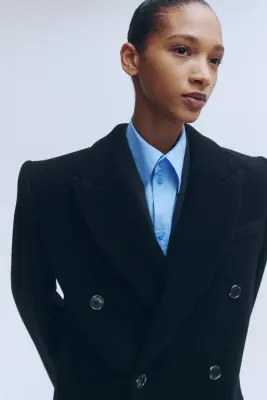 Manteau de laine à fermeture croisée - Noir — photo 2