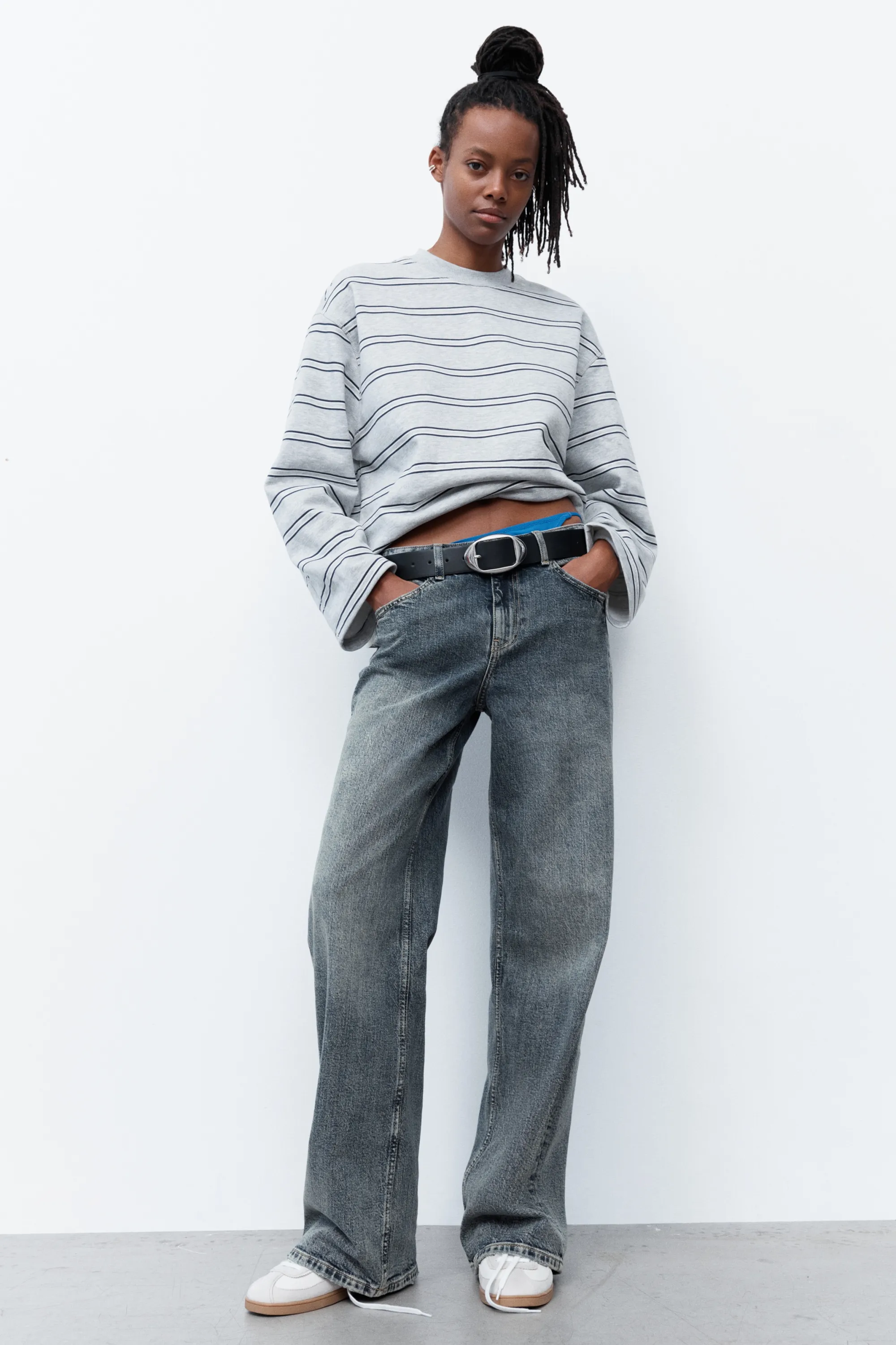 Straight High Waist Jeans - Bleu denim