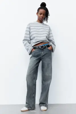 Straight High Waist Jeans - Bleu denim — photo 1