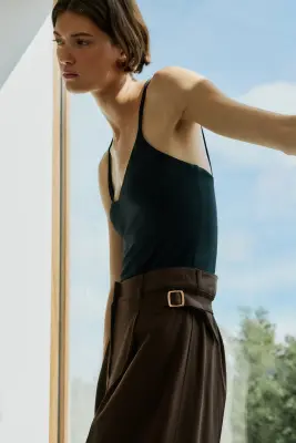 Pantalon ballon avec boucle - Taupe foncé — photo 3