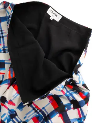 Pantalon en soie imprimé graphique multicolore rouge blanc bleu Prix boutique 2000€ Taille 36 — photo 4