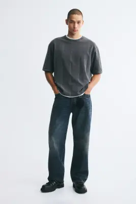 Relaxed Fit Boxy T-shirt - Noir délavé — photo 1