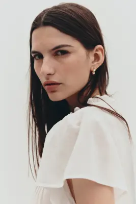 Blouse à manches bouffantes - Crème — photo 1