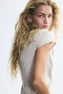 Top à boutons - Beige clair — photo 3