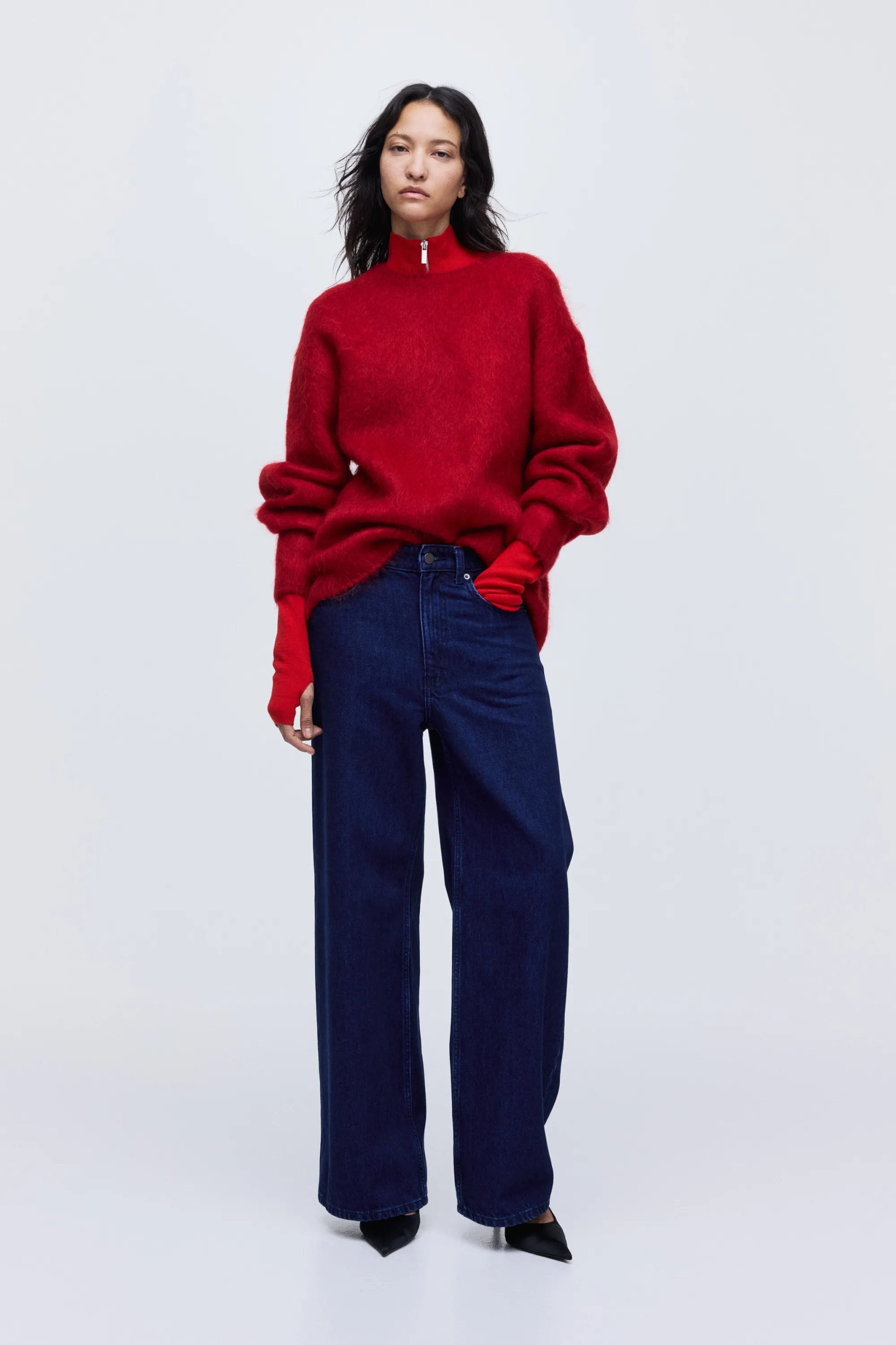 Pull en mohair mélangé - Rouge