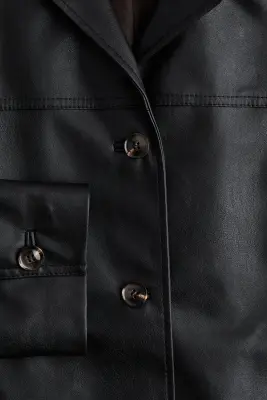 Veste en tissu enduit - Noir — photo 4