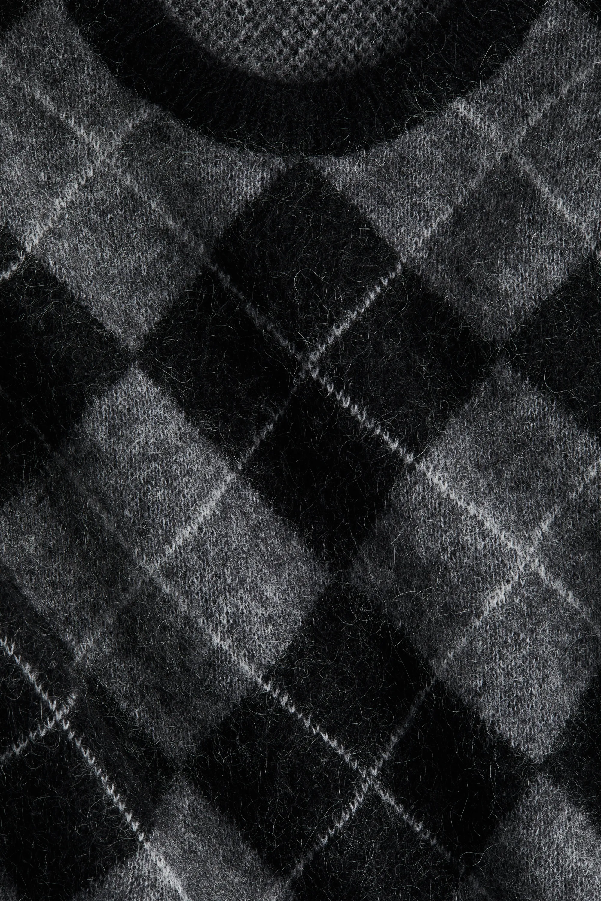 Pull en mohair mélangé - Gris/motif argyle