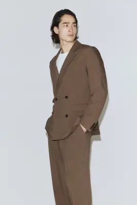 Veste de costume Wrinkle Resistant Relaxed Fit - Marron clair — photo 4
