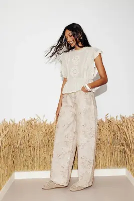 Pantalon barrel à fleurs — photo 2