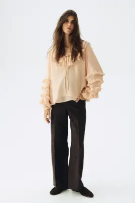 MAMA Frill-trimmed chiffon blouse - Beige — photo 1