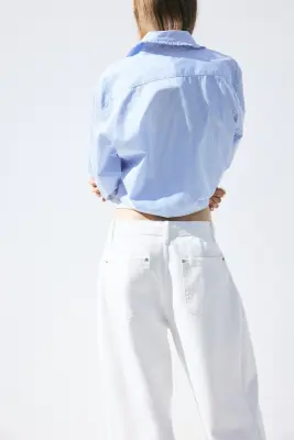 Chemise en popeline de coton - Bleu/rayé — photo 3