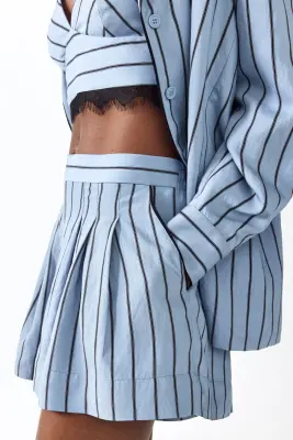 Short chic - Bleu clair/rayé — photo 3