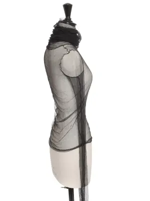 Top manches longues col roulé en tulle de soie noir Prix boutique 2000€ Taille XS — photo 4