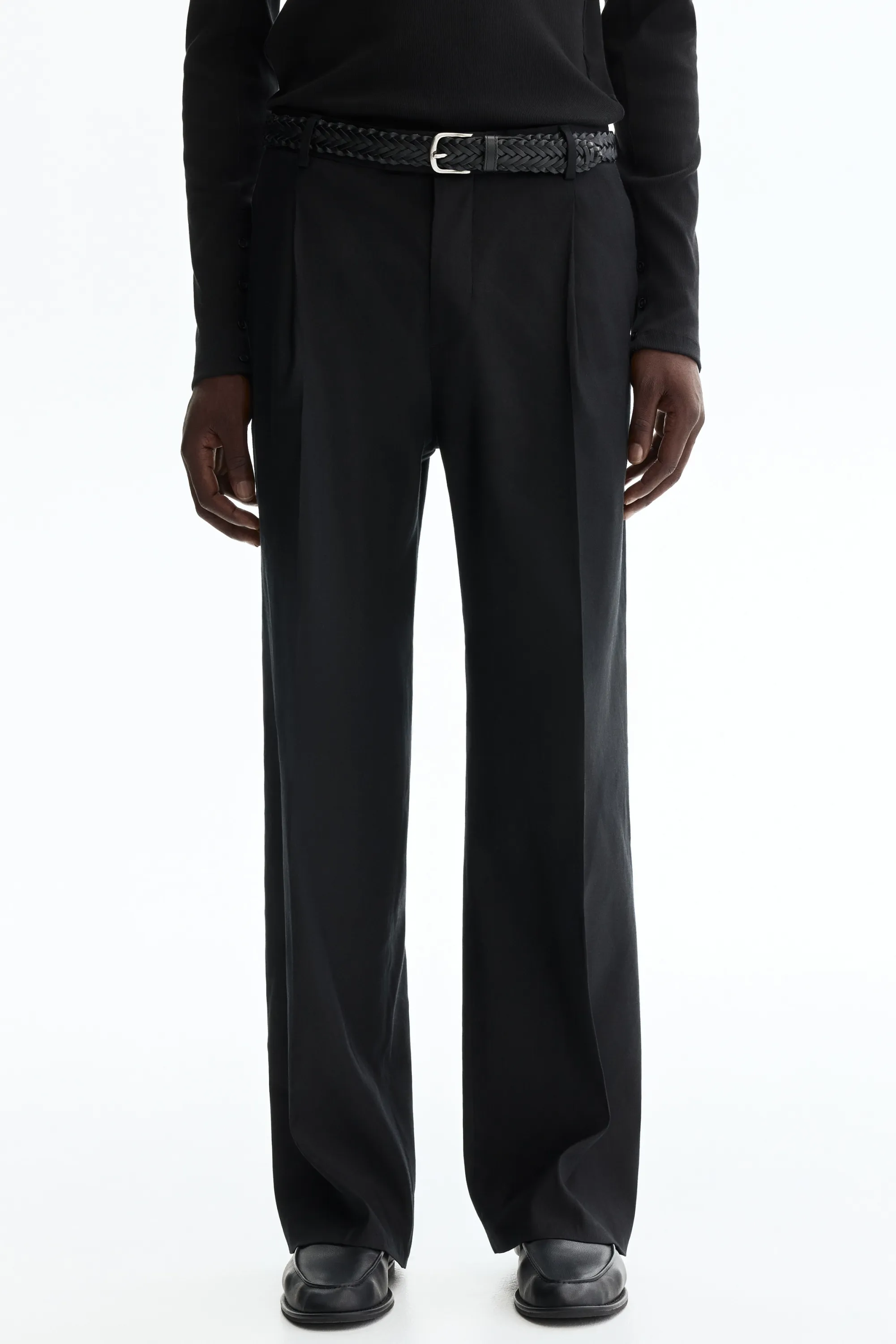 Pantalon chic Relaxed Fit en lin mélangé - Noir