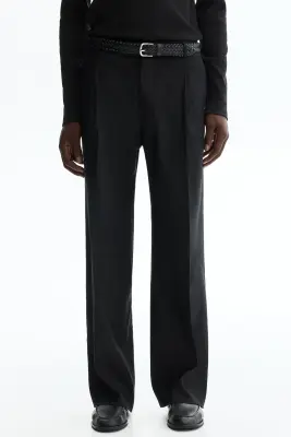 Pantalon chic Relaxed Fit en lin mélangé - Noir — photo 1