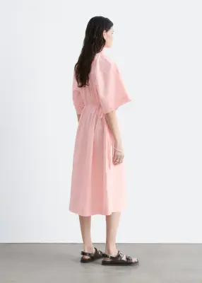 Robe midi à cordon de serrage - Rose — photo 5