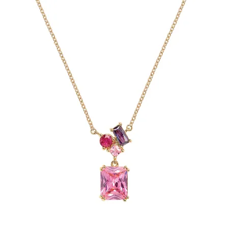 Collier Plaqué or - Oxyde de Zirconium violet rose fuschia Go Mademoiselle 604119