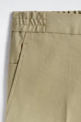 PANTALON DROIT SLIM EN LIN ET COTON - SABLE — photo 4