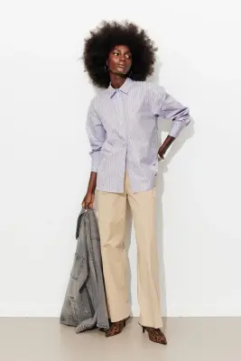 Chemise oversize rayée Femme — photo 3