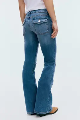 Flared Low Jeans - Bleu denim — photo 2