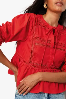 Blouse détail dentelle Femme — photo 5