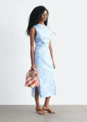 Robe midi asymétrique - Bleu clair/Motifs fleuris — photo 5