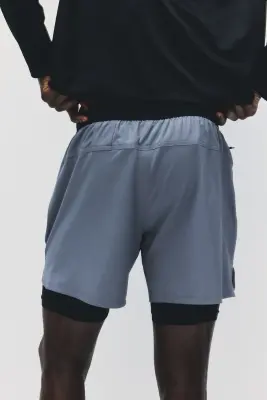Short de sport superposé DryMove™ - Gris ancien — photo 2