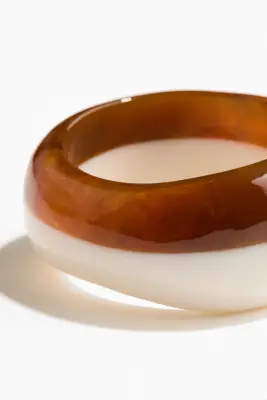 Two-tone bangle - Beige foncé/blanc — photo 2