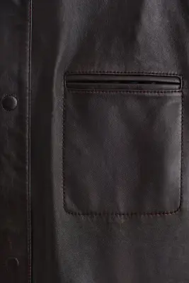 VESTE EN CUIR NAPPA BRILLANT - BRUN FONCÉ — photo 5