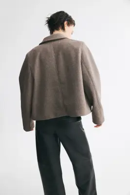 Veste courte en feutre - Taupe — photo 4