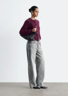 Cardigan en cachemire brossé - Rouge foncé — photo 4
