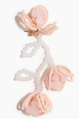 Boucles d'oreilles fleurs avec perles fantaisie - Rose clair — photo 2