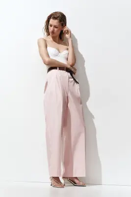 Chino en coton avec ceinture - Rose clair — photo 2