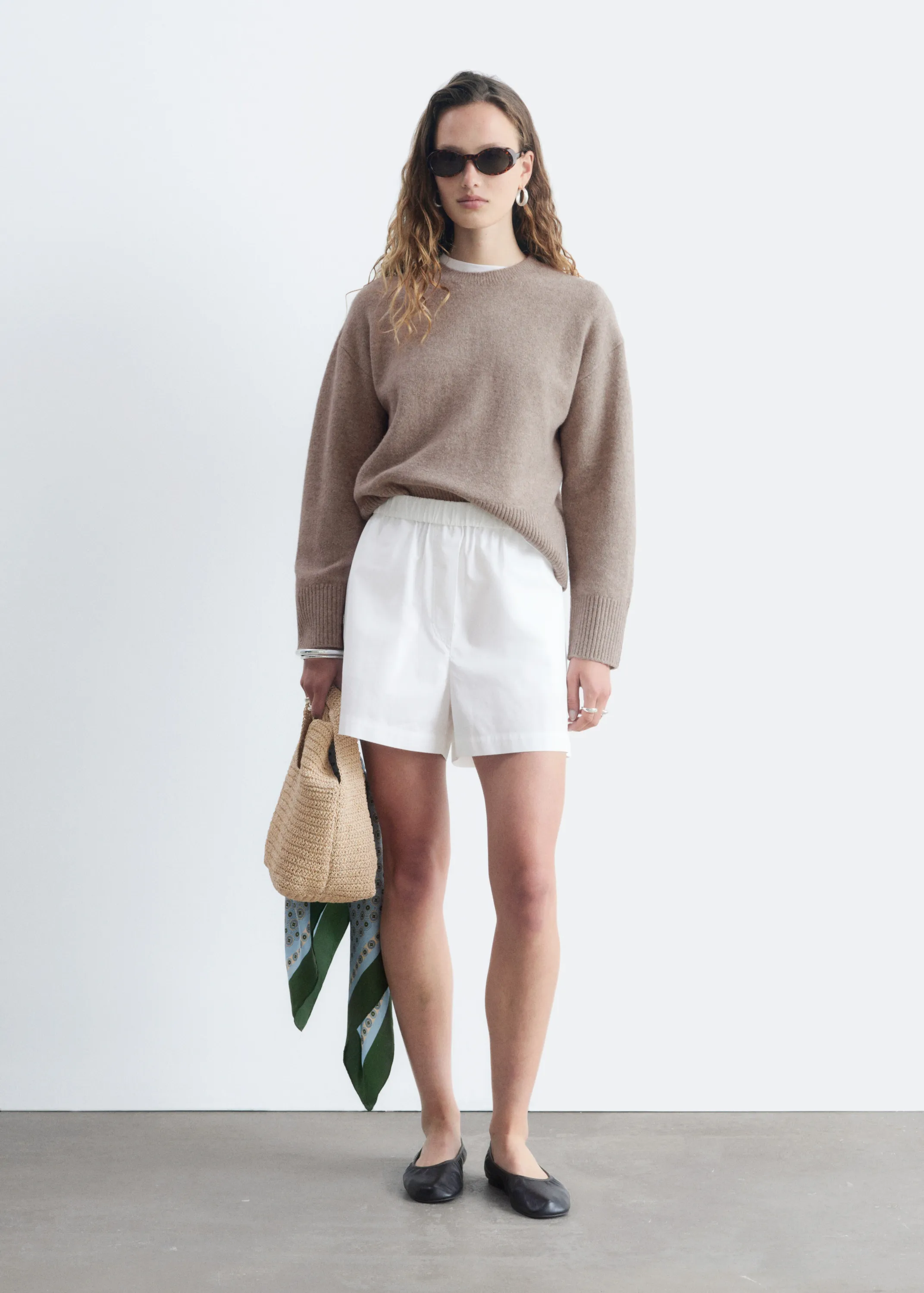 Pull décontracté en maille - Beige taupe