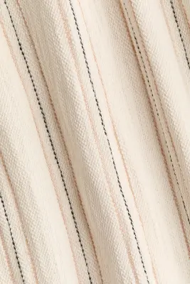MAMA Pantalon à taille élastique en coton texturé - Beige clair/rayé — photo 3