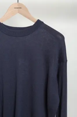 Roberto Collina – Knit LS Crewneck Sweater Comfort Fit – Navy — photo 2
