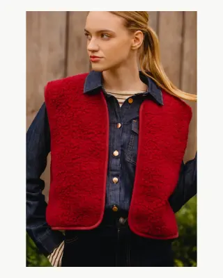 Gilet sans manches Camy rouge en mérinos – Yoko — photo 4