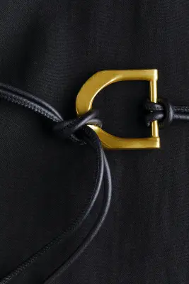 Robe chemise avec ceinture à nouer - Noir — photo 5