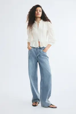 Blouse péplum en coton - Blanc — photo 1