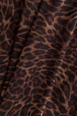 Robe ajustée en mesh - Marron foncé/imprimé léopard — photo 4