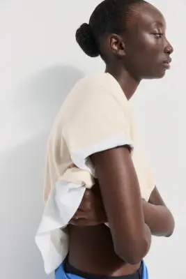 T-shirt ajusté - Beige clair — photo 2