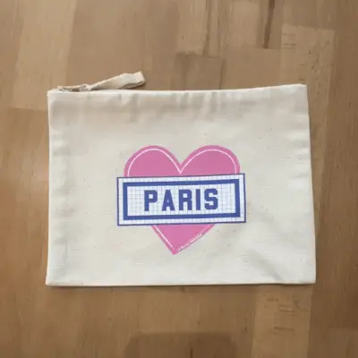 POCHETTE COTON BIO IMPRIMÉE COEUR PARIS - ÉCRU — photo 3