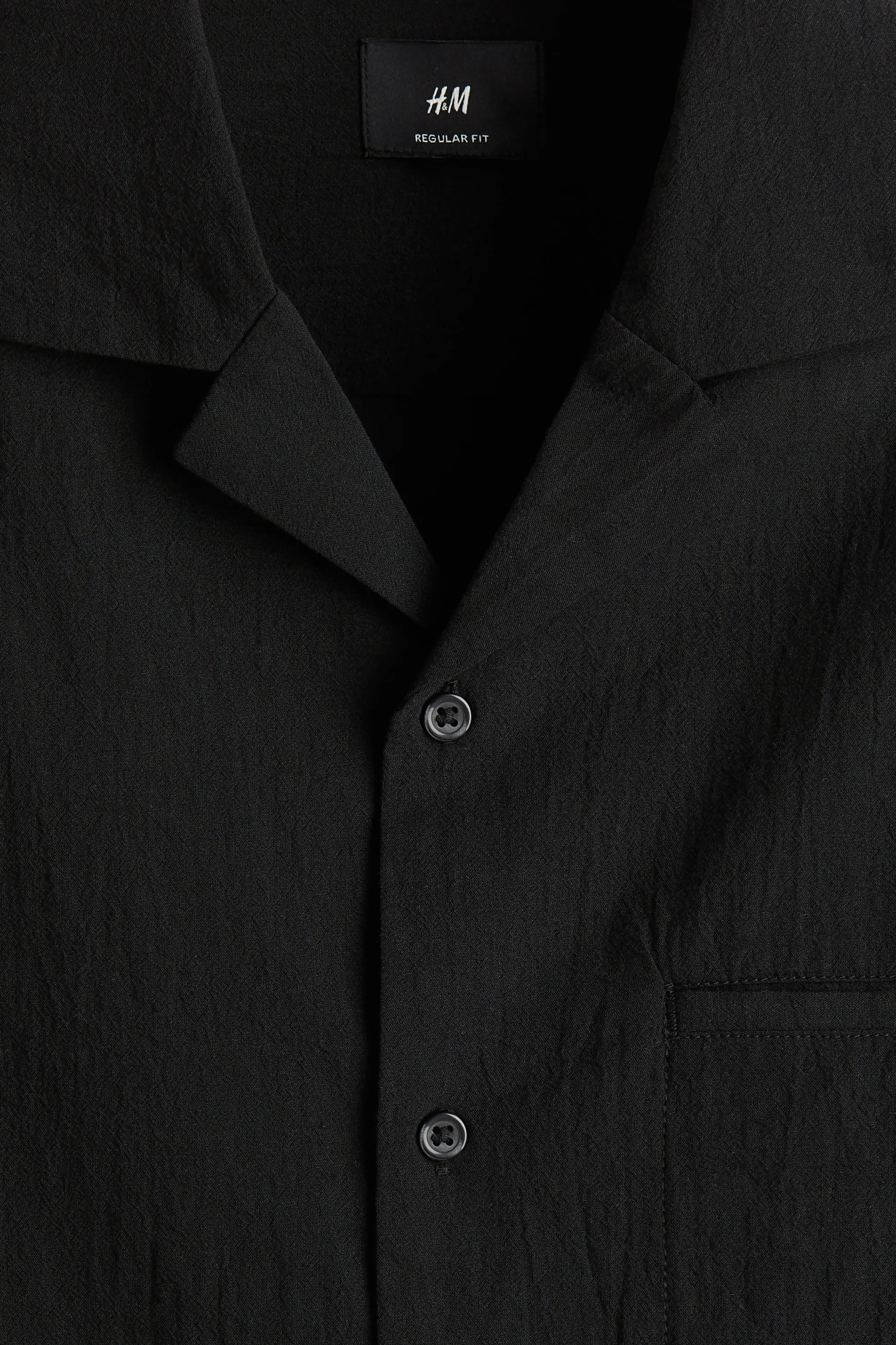 Chemise Regular Fit avec col cubain - Noir