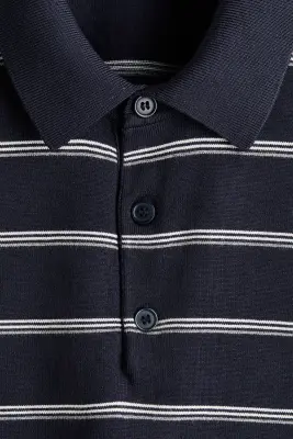 Polo Regular Fit - Bleu foncé/rayé — photo 4