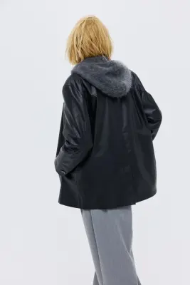 Veste en tissu enduit - Noir — photo 2